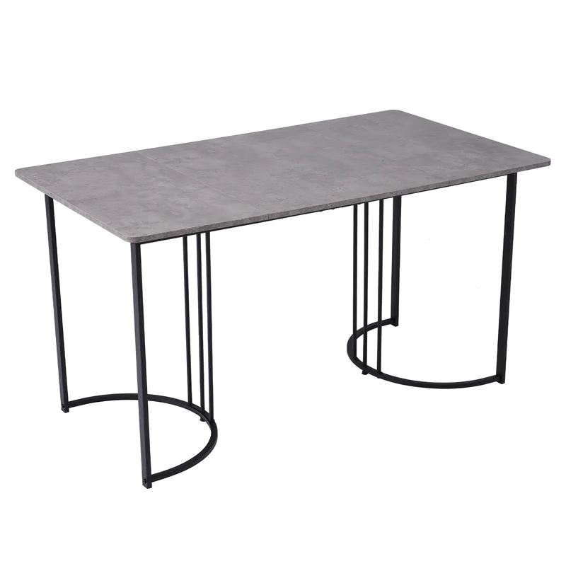 Table de salle à manger rectangulaire moderne effet marbre gris pieds métalliques noirs 140 x 80 cm GRALDIDS