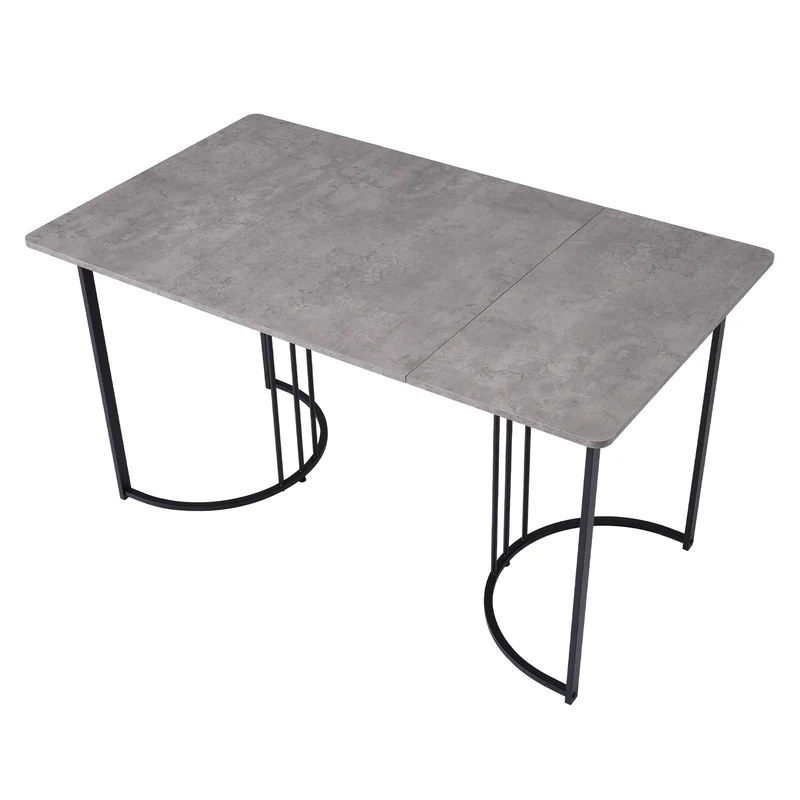 Table de salle à manger rectangulaire moderne effet marbre gris pieds métalliques noirs 140 x 80 cm GRALDIDS