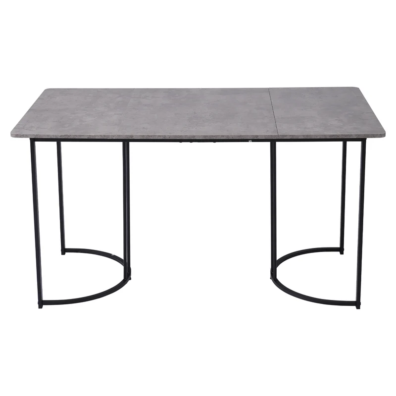 Table de salle à manger rectangulaire moderne effet marbre gris pieds métalliques noirs 140 x 80 cm GRALDIDS