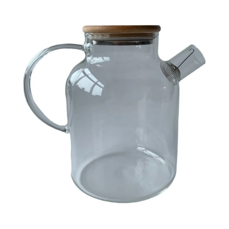 Theire en verre 1,8L avec couvercle en bambou, D8xH19cm