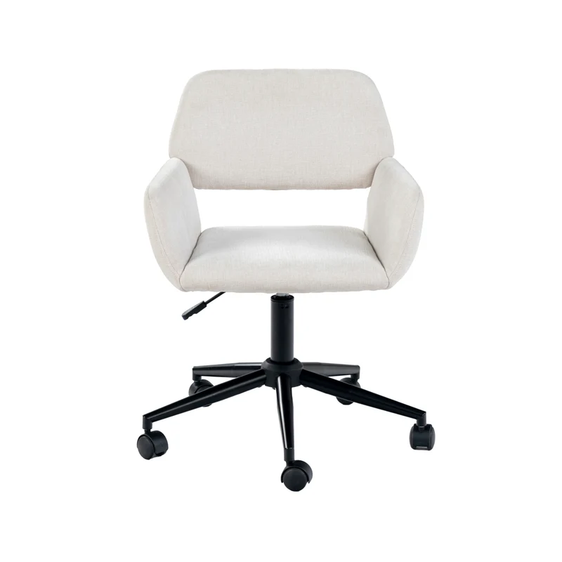 Chaise de bureau scandinave tissu beige pivotante hauteur réglable et 5 roulettes ROSS KD CHENILLE BEIGE BLACK