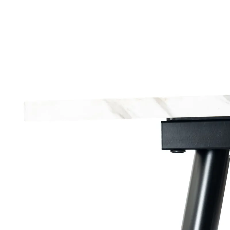 Table de salle à manger rectangulaire effet marbre blanc de style scandinave 120x75cm WHALEN WHITE MARBLE TABLE 120 KD