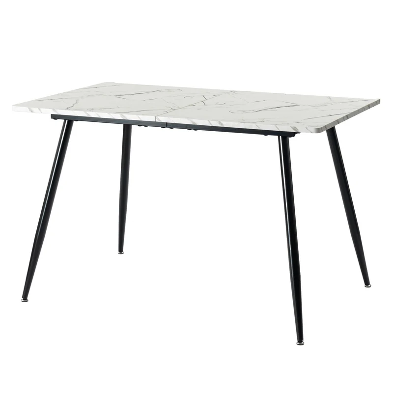 Table de salle à manger rectangulaire effet marbre blanc de style scandinave 120x75cm WHALEN WHITE MARBLE TABLE 120 KD