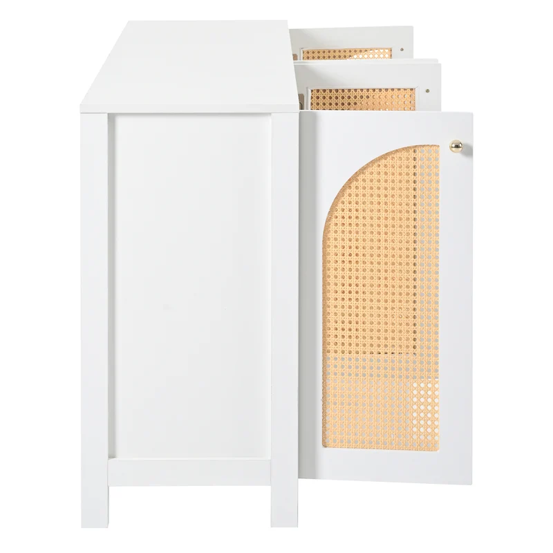 Buffet élégant blanc en rotin 4 portes SCIRQRAIN