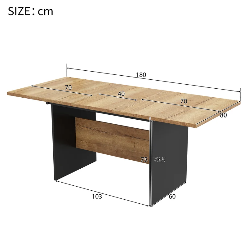 Table de salle à manger extensible effet bois 140-180*80 cm SCRAISCALS