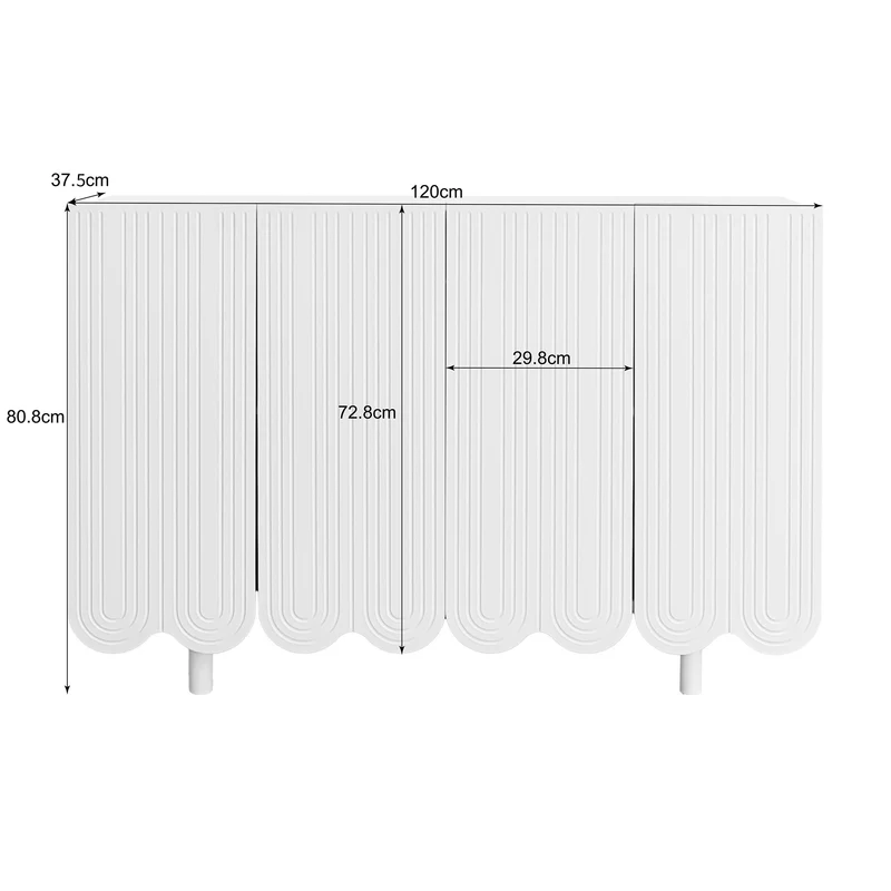 Buffet blanc 4 portes avec motif et rangement 120*37.5*80.8 cm EVRENS WHITE