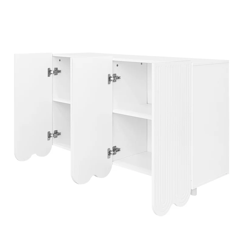 Buffet blanc 4 portes avec motif et rangement 120*37.5*80.8 cm EVRENS WHITE