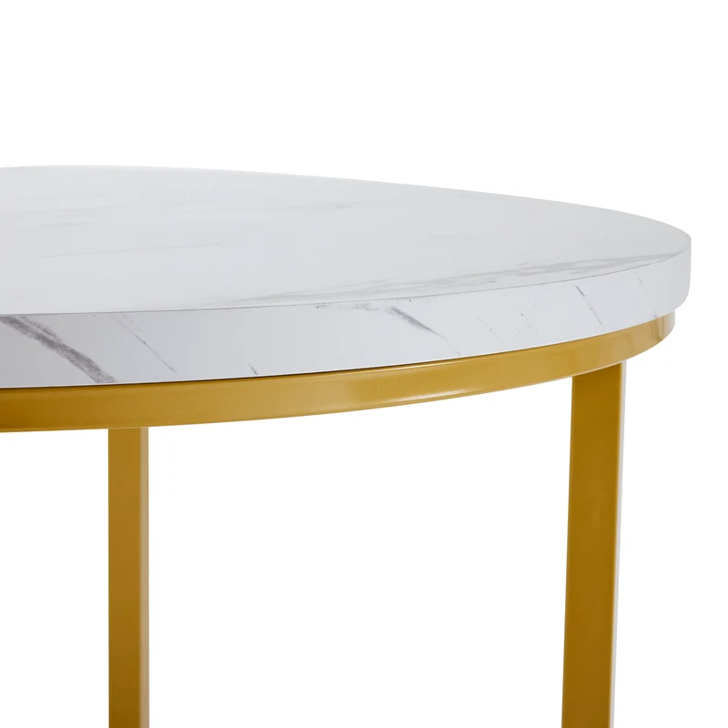 Ensemble table de salle à manger avec 4 chaises effet marbre blanc et structure doré ATEIX GREY