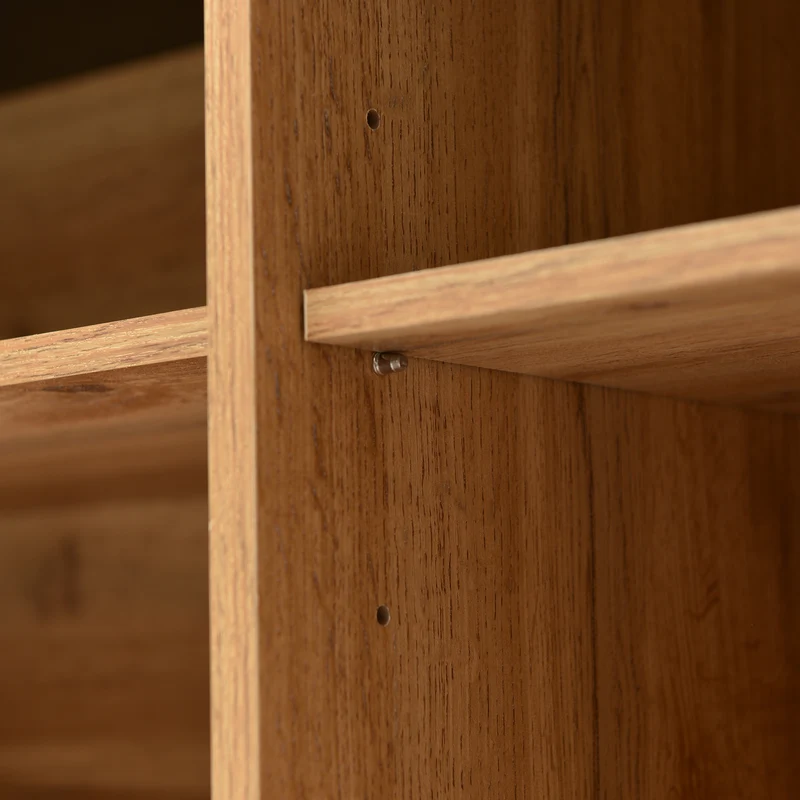 Buffet moderne en bois avec 3 portes 1 niche et étagères 160x35x76 cm OMHAT