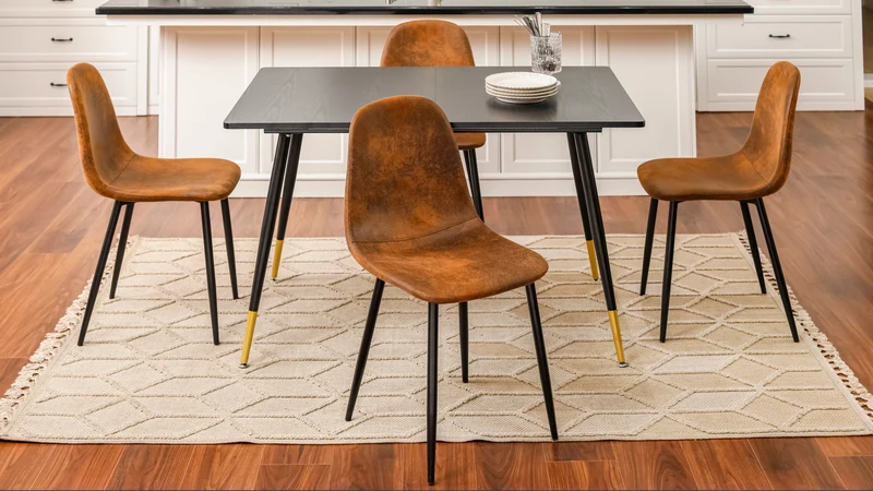 Lot de 4 chaises de salle à manger scandinaves vintage suede marron rétro CHARLTON SUEDE BROWN