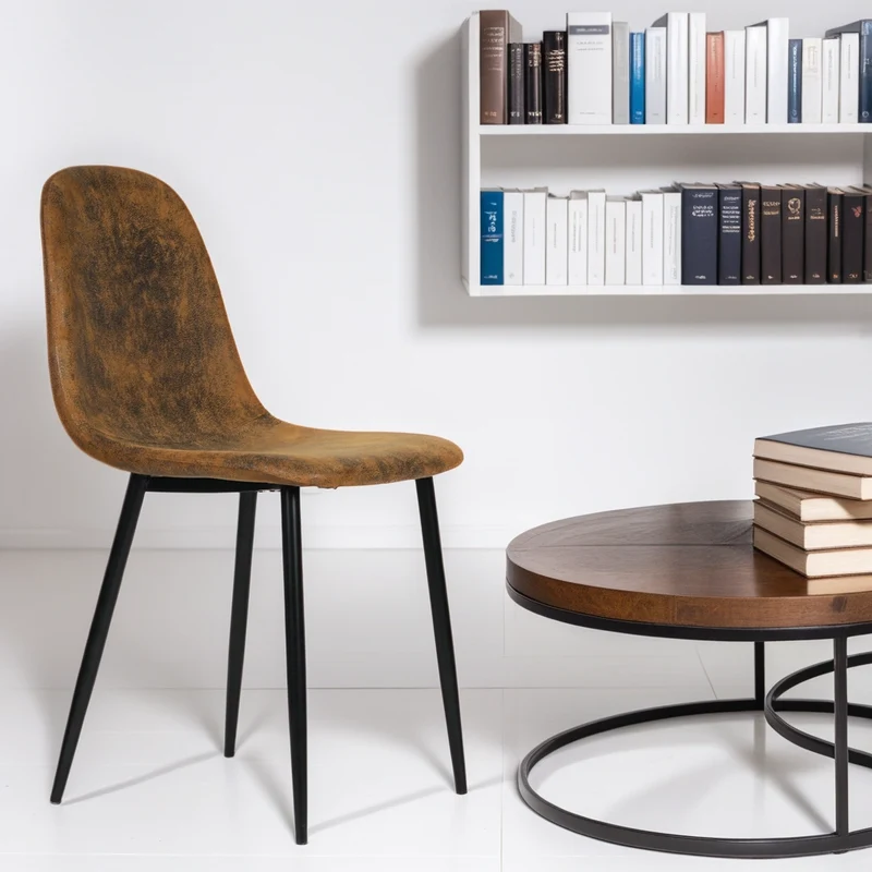 Lot de 4 chaises de salle à manger scandinaves vintage suede marron rétro CHARLTON SUEDE BROWN