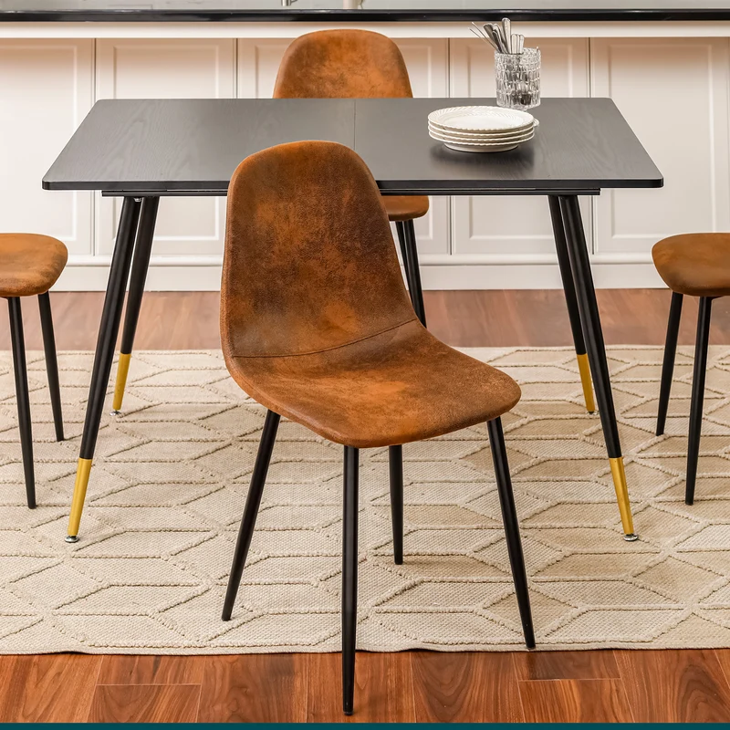 Lot de 4 chaises de salle à manger scandinaves vintage suede marron rétro CHARLTON SUEDE BROWN