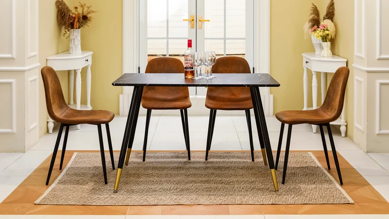 Lot de 4 chaises de salle à manger scandinaves vintage suede marron rétro CHARLTON SUEDE BROWN