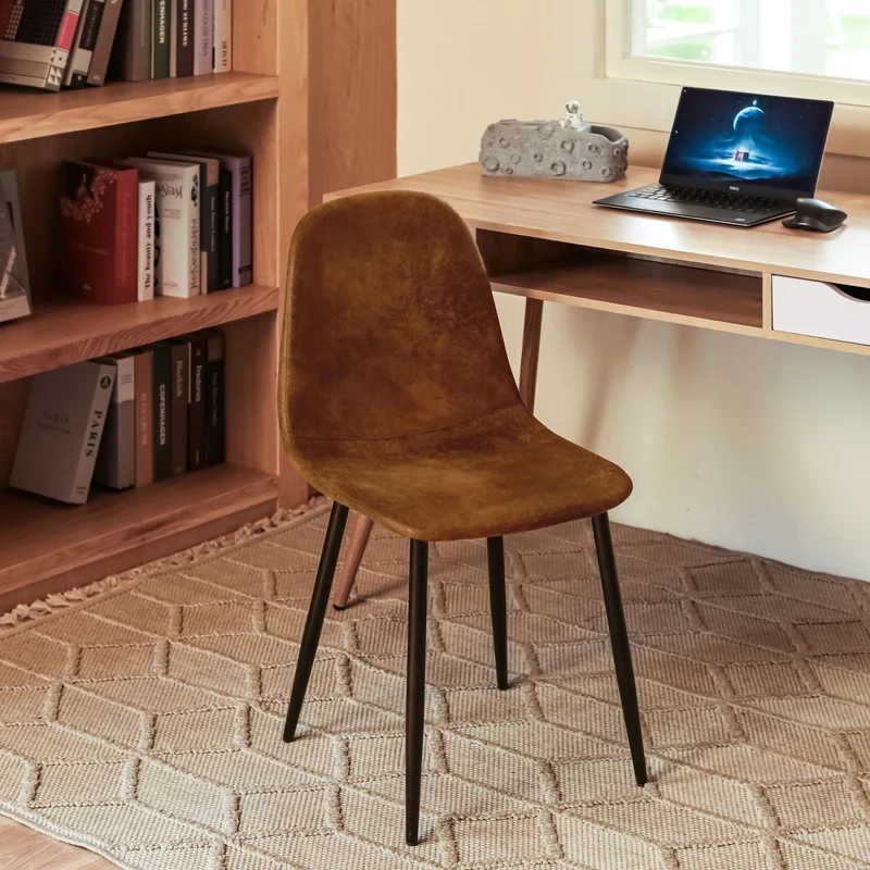 Lot de 4 chaises de salle à manger scandinaves vintage suede marron rétro CHARLTON SUEDE BROWN