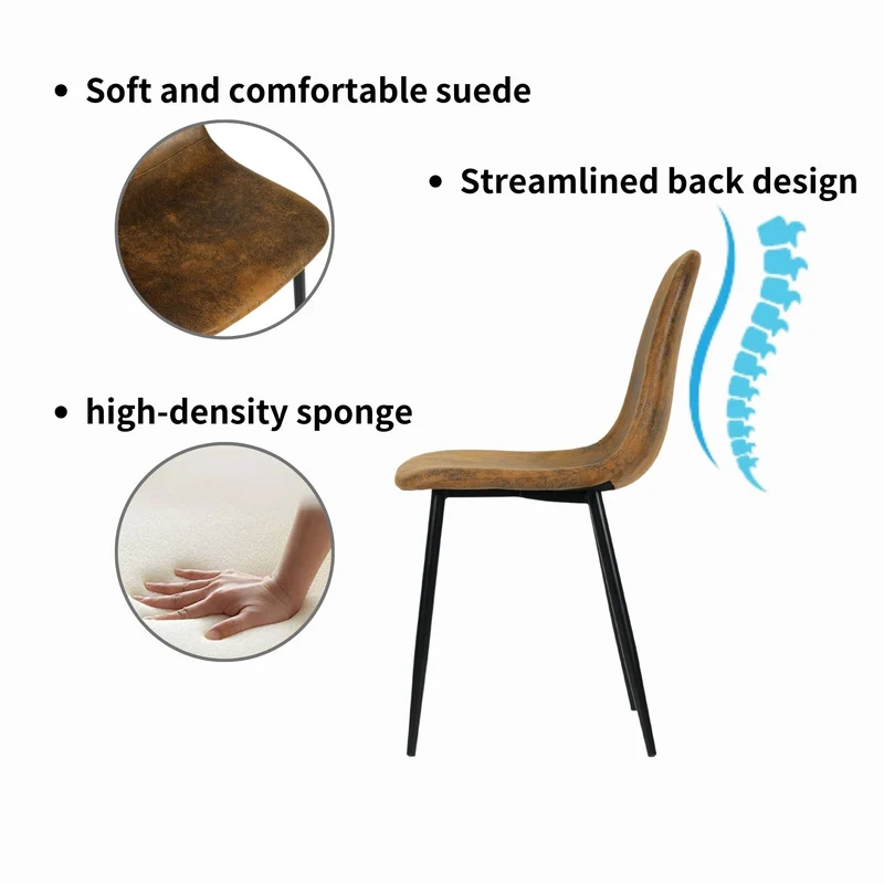 Lot de 4 chaises de salle à manger scandinaves vintage suede marron rétro CHARLTON SUEDE BROWN
