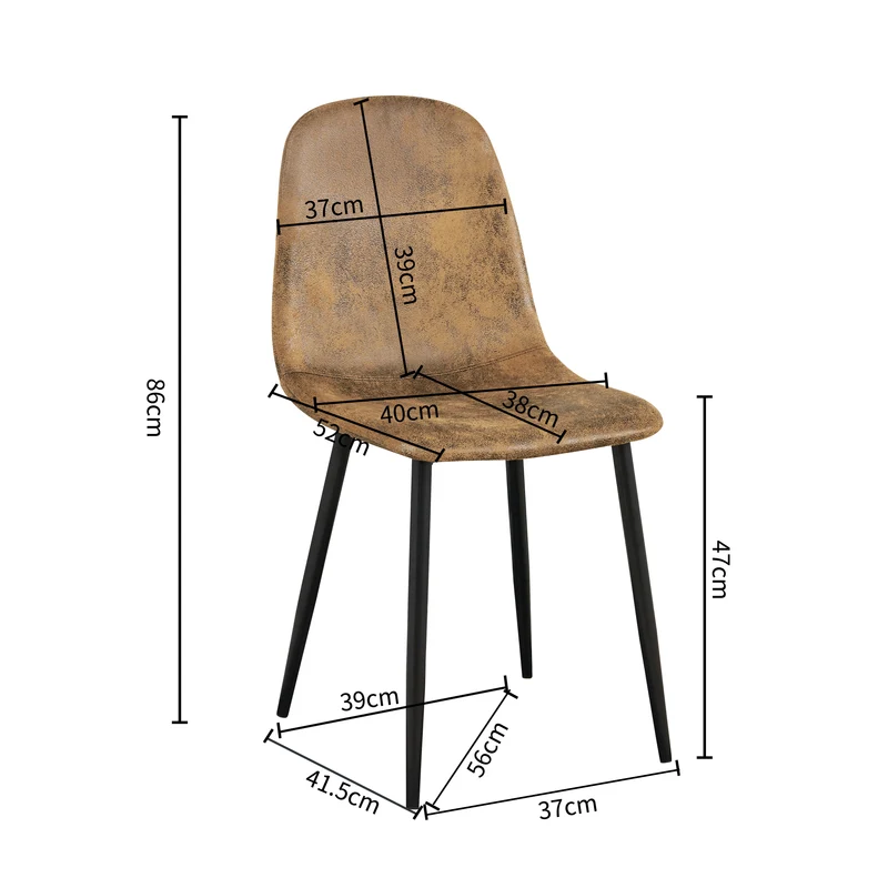 Lot de 4 chaises de salle à manger scandinaves vintage suede marron rétro CHARLTON SUEDE BROWN