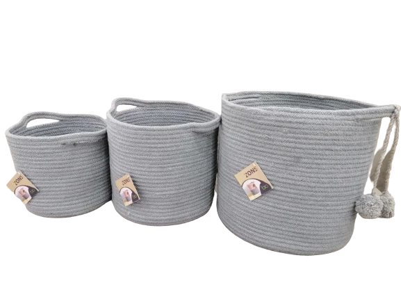 Panier rangement à pompons en cotton avec anses, D25xH25 - SWOLI