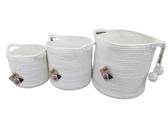 Panier rangement à pompons en cotton avec anses, D20xH20 - SWOLI