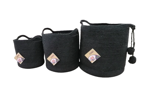 Panier rangement à pompons en cotton avec anses, D20xH20 - SWOLI