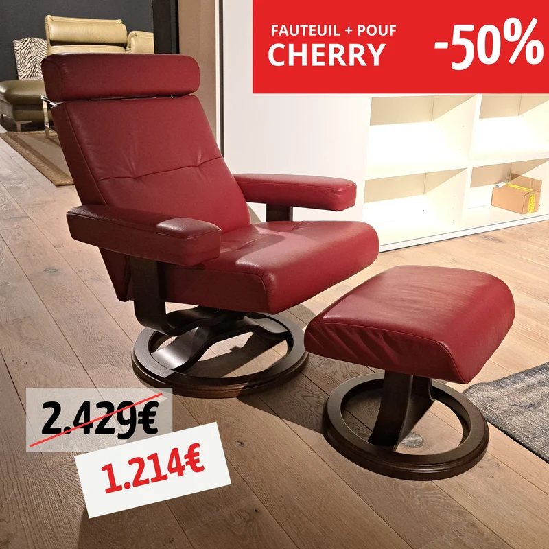 UN FAUTEUIL + POUF - CHERRY