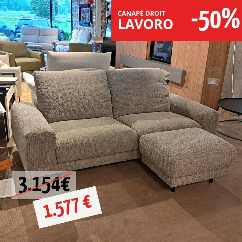 UN CANAPE DROIT + POUF - LAVORO
