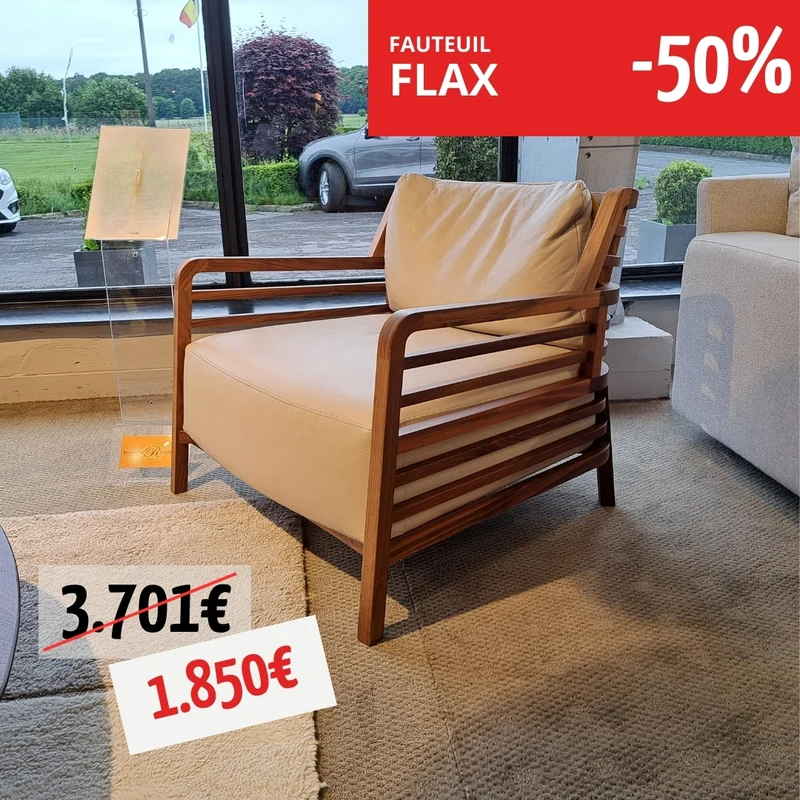 UN Fauteuil bois et cuir - Flax