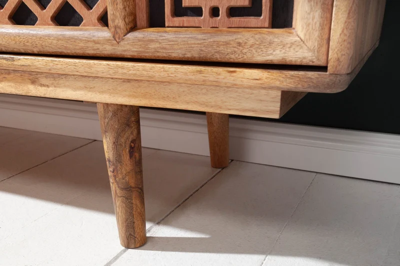 Buffet massif MARRAKESCH 160cm en manguier avec décoration style bohème