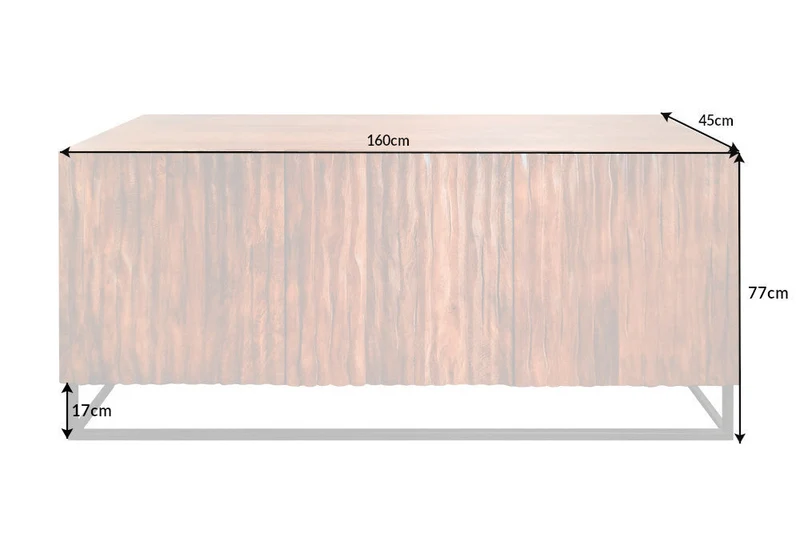 Buffet massif AMAZONAS 160cm en manguier naturel design façade