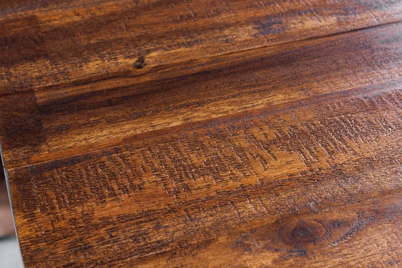 Table à manger en bois massif GENESIS 160cm bord d’acacia anthracite naturel design industriel