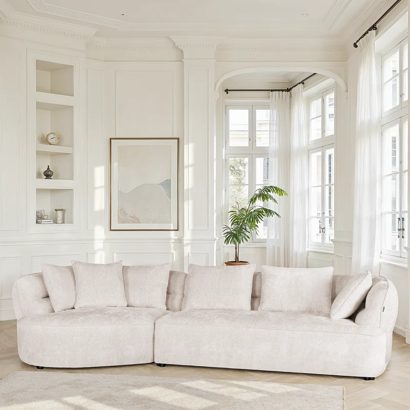 Canapé d'angle en tissu anti tache, 327x144xH74CM - SELENA