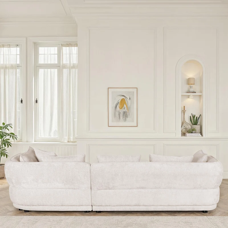 Canapé d'angle en tissu anti tache, 327x144xH74CM - SELENA