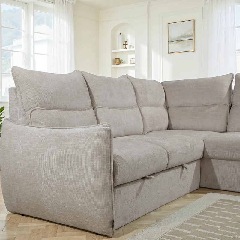 Canapé d'angle en tissu anti tache convertible, 232x217xH100CM - DALIA