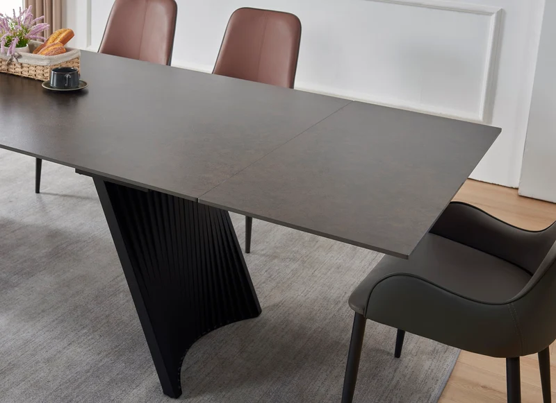 Table à manger extensible avec plateau en céramique, 199,5/298,5x100xH76CM AMBRA