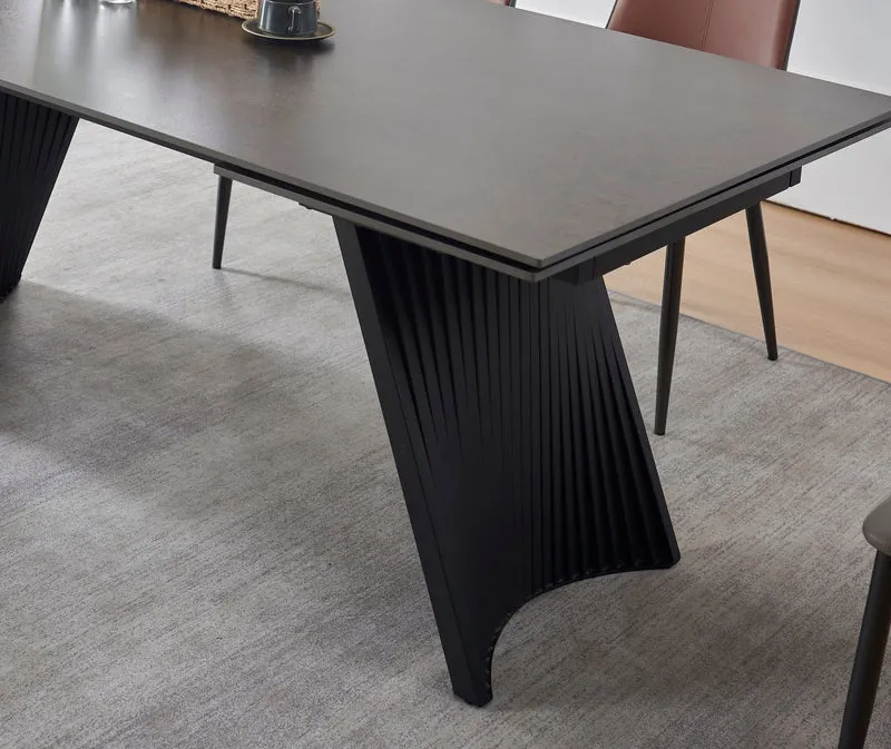 Table à manger extensible avec plateau en céramique, 199,5/298,5x100xH76CM AMBRA