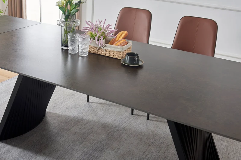 Table à manger extensible avec plateau en céramique, 199,5/298,5x100xH76CM AMBRA
