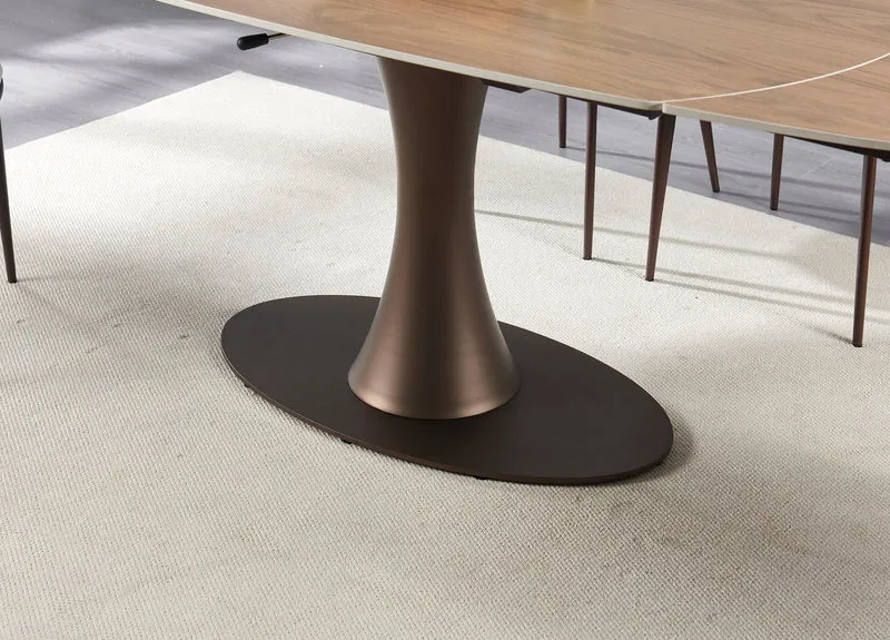NALA Table à manger extensible avec plateau en céramique, 160/240x90xH76/74CM