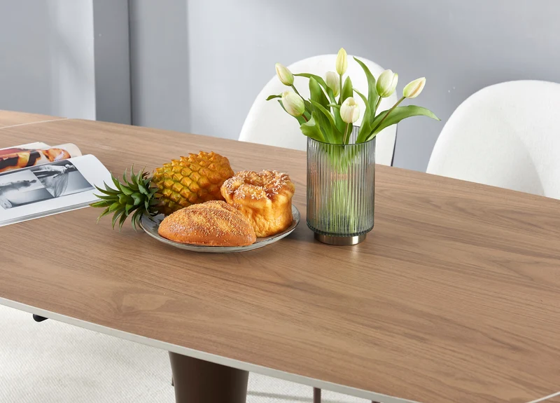 NALA Table à manger extensible avec plateau en céramique, 160/240x90xH76/74CM