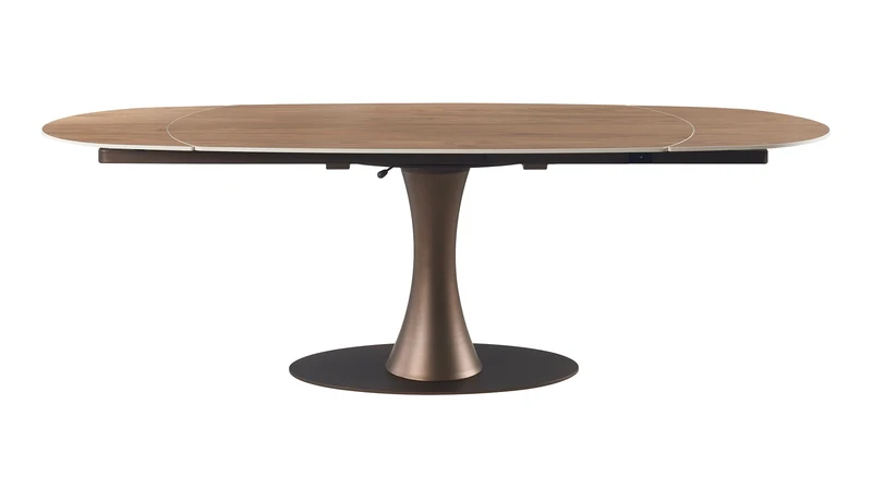 NALA Table à manger extensible avec plateau en céramique, 160/240x90xH76/74CM