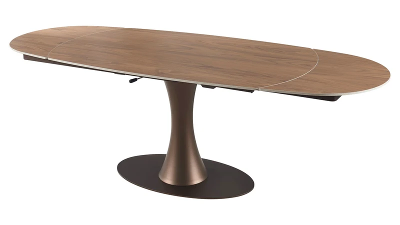 NALA Table à manger extensible avec plateau en céramique, 160/240x90xH76/74CM