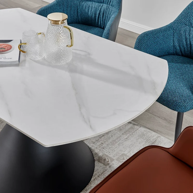 LOLA Table à manger extensible avec plateau en céramique, 130x80/130xH77/75CM