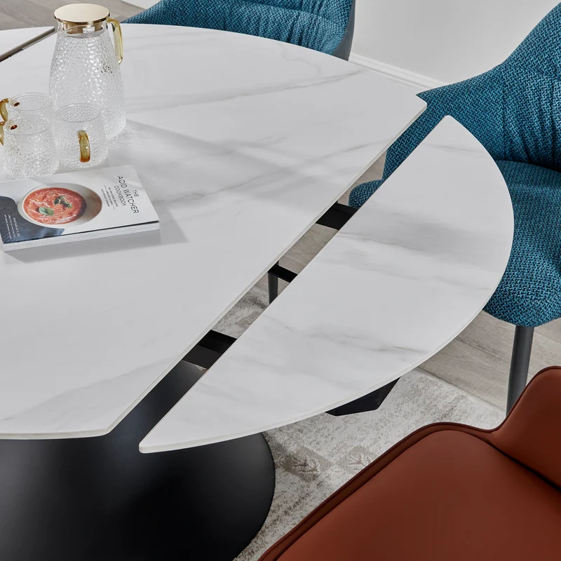 LOLA Table à manger extensible avec plateau en céramique, 130x80/130xH77/75CM