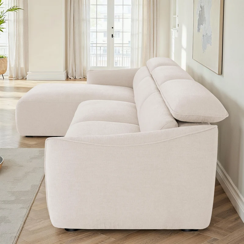 Canapé d'angle en tissu anti tache, 287x166xH75/96 CM - RAVEN