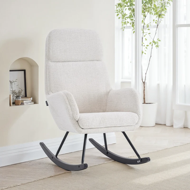 Fauteuil à bascule en tissu anti tache, 63,5x97xH108CM - PAULA