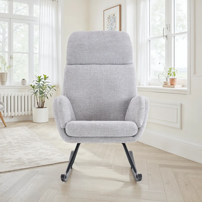 Fauteuil à bascule en tissu anti tache, 63,5x97xH108CM - PAULA