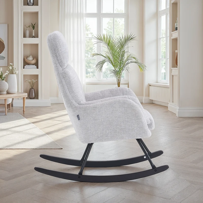 Fauteuil à bascule en tissu anti tache, 63,5x97xH108CM - PAULA