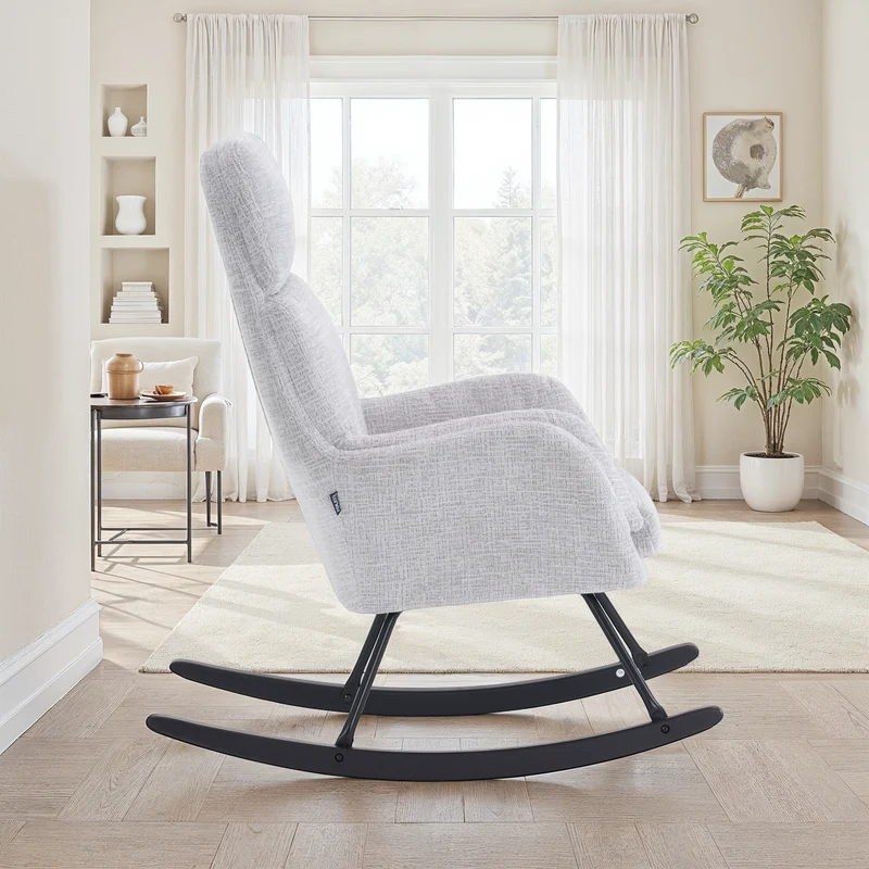 Fauteuil à bascule en tissu anti tache, 63,5x97xH108CM - PAULA