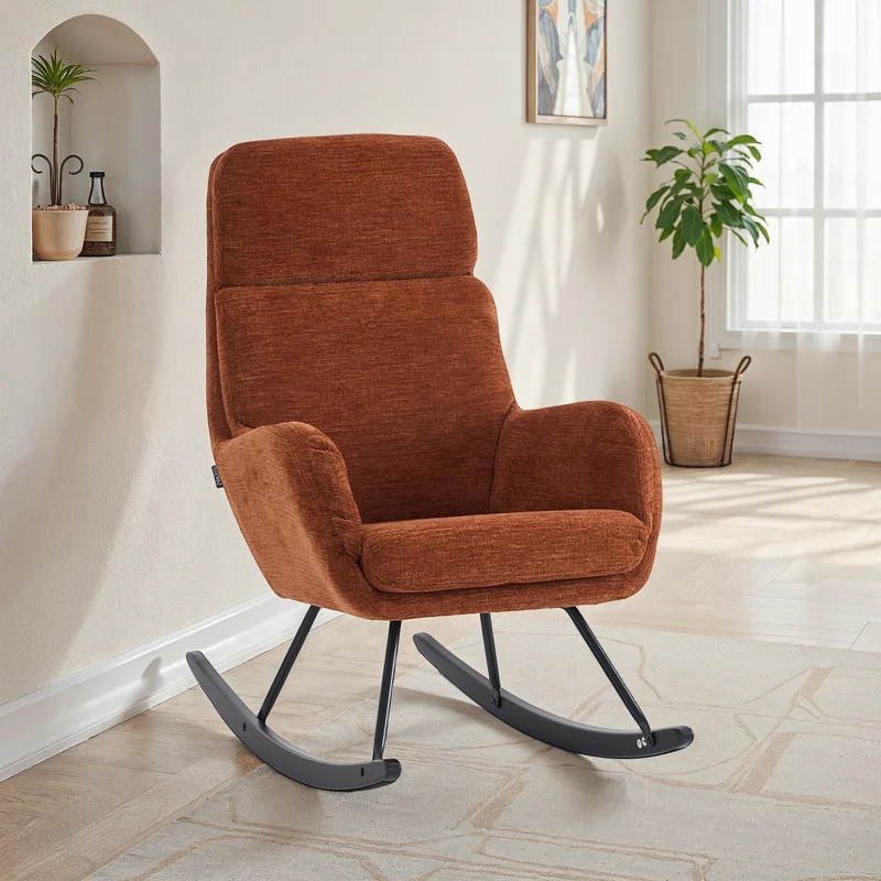 Fauteuil à bascule en tissu anti tache, 63,5x97xH108CM - PAULA