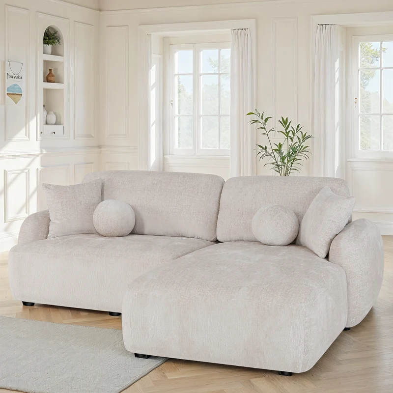 Canapé d'angle en tissu anti tache, H86CM - JENNIFER