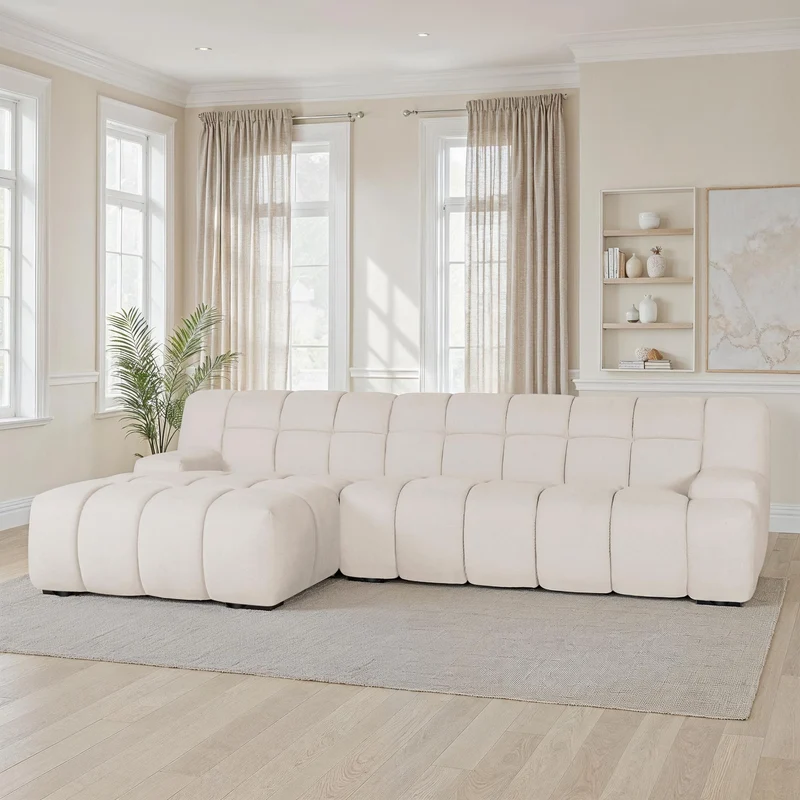 Canapé d'angle en tissu anti tache, H80CM - PRADO