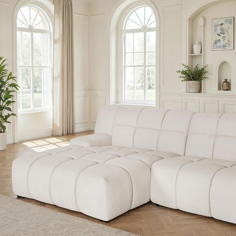 Canapé d'angle en tissu anti tache, H80CM - PRADO